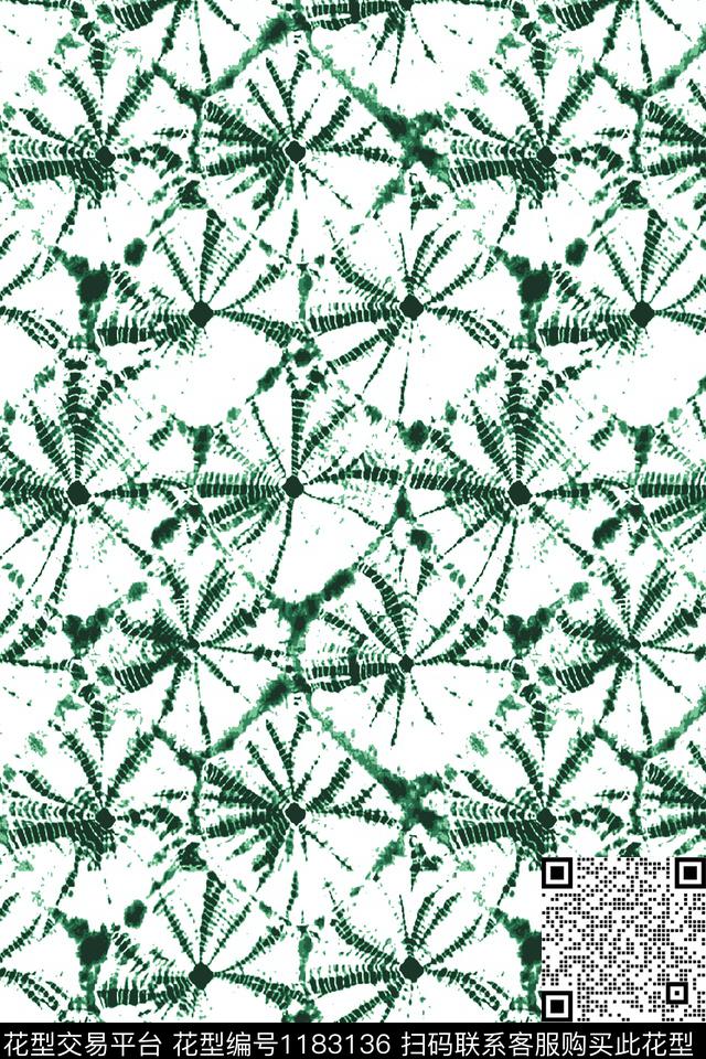 扎染华亿平台抽象民族风数码印花华亿平台下载（图片编号: 1183136） - 瓦栏（Walan）