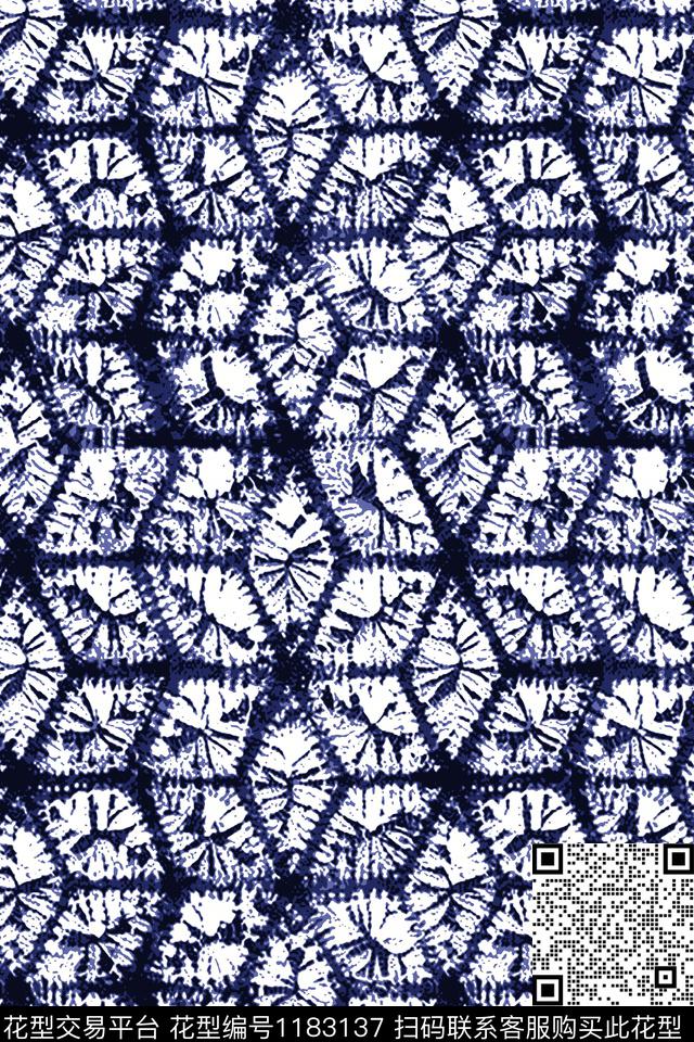 扎染华亿平台几何抽象数码印花华亿平台下载（图片编号: 1183137） - 瓦栏（Walan）