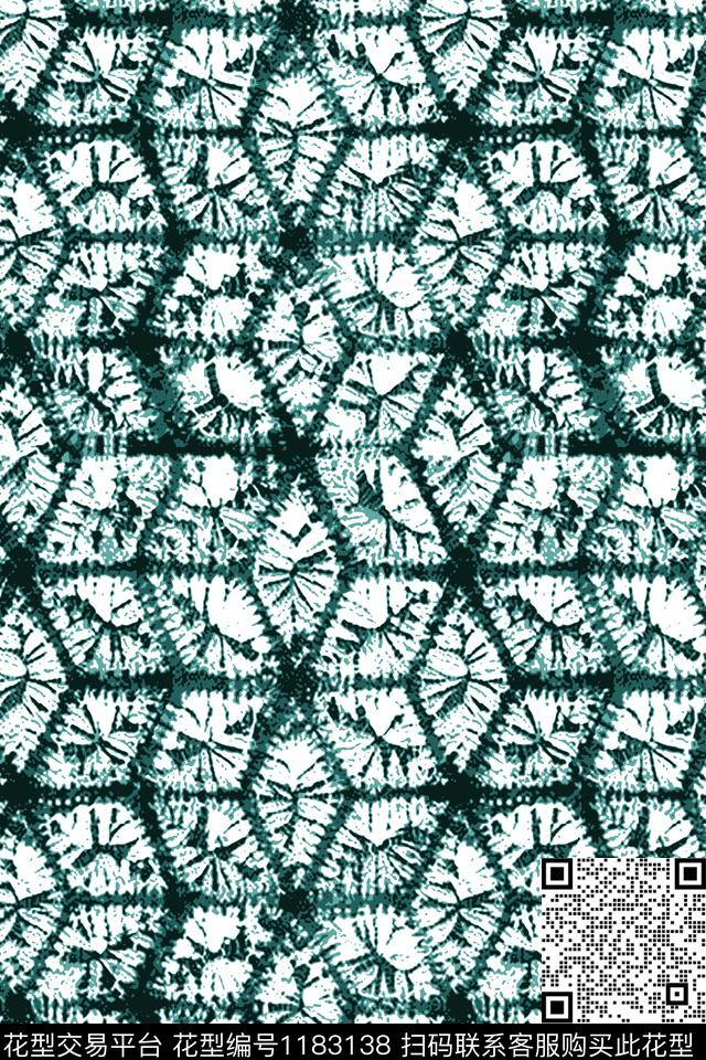 扎染华亿平台几何抽象数码印花华亿平台下载（图片编号: 1183138） - 瓦栏（Walan）