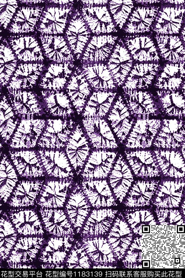 扎染华亿平台几何抽象数码印花华亿平台下载（图片编号: 1183139） - 瓦栏（Walan）
