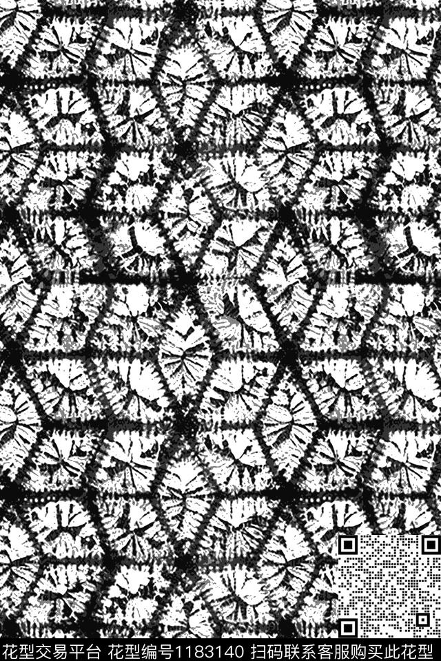 扎染华亿平台几何抽象数码印花华亿平台下载（图片编号: 1183140） - 瓦栏（Walan）