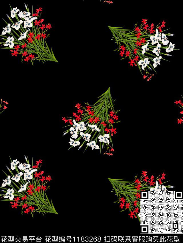 花卉散点排列小碎花数码印花华亿平台下载（图片编号: 1183268） - 瓦栏（Walan）