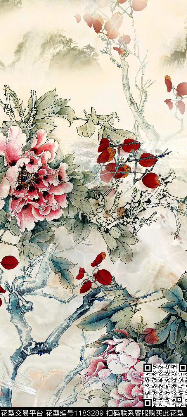 春夏华亿平台数码华亿平台中国风定位花数码印花华亿平台下载（图片编号: 1183289） - 瓦栏（Walan）