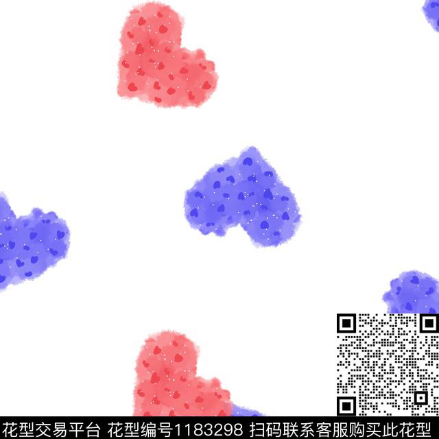 可爱水彩心小点点数码印花华亿平台下载（图片编号: 1183298） - 瓦栏（Walan）