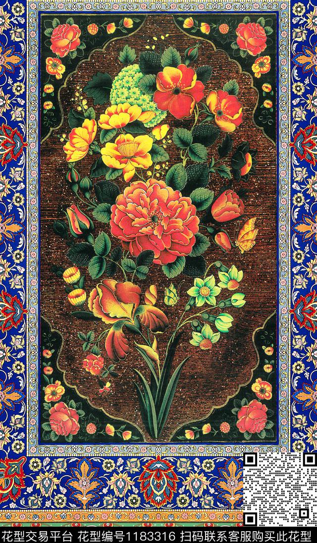 花卉条纹民族风数码印花华亿平台下载（图片编号: 1183316） - 瓦栏（Walan）