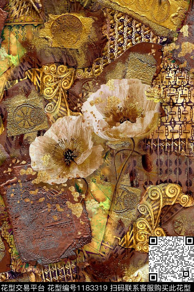 花卉肌理油画华亿平台数码印花华亿平台下载（图片编号: 1183319） - 瓦栏（Walan）