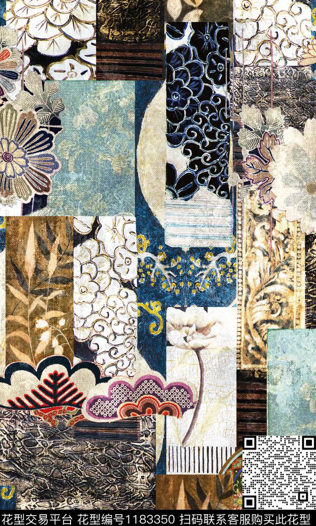 数码华亿平台花卉大牌风数码印花华亿平台下载（图片编号: 1183350） - 瓦栏（Walan）