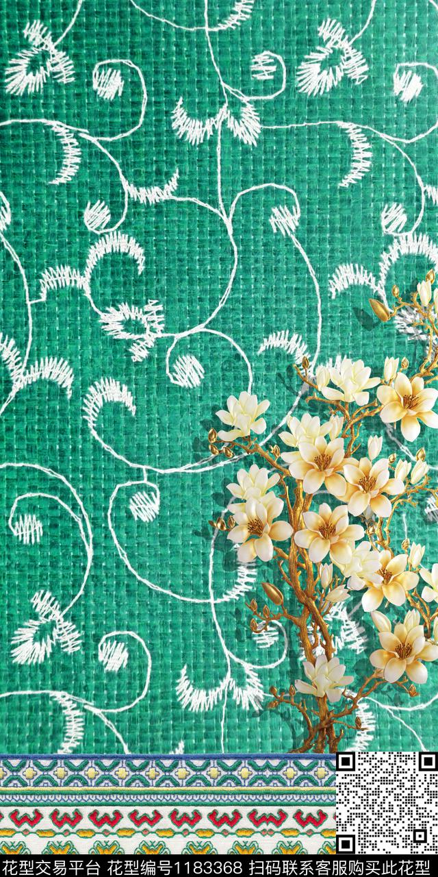 数码华亿平台花卉大牌风数码印花华亿平台下载（图片编号: 1183368） - 瓦栏（Walan）