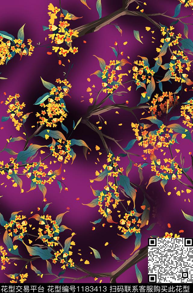 女装花卉香云纱数码印花华亿平台下载（图片编号: 1183413） - 瓦栏（Walan）