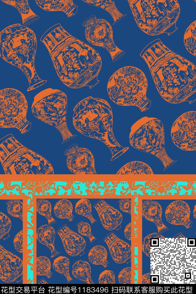 古典花纹印花花瓶数码印花华亿平台下载（图片编号: 1183496） - 瓦栏（Walan）