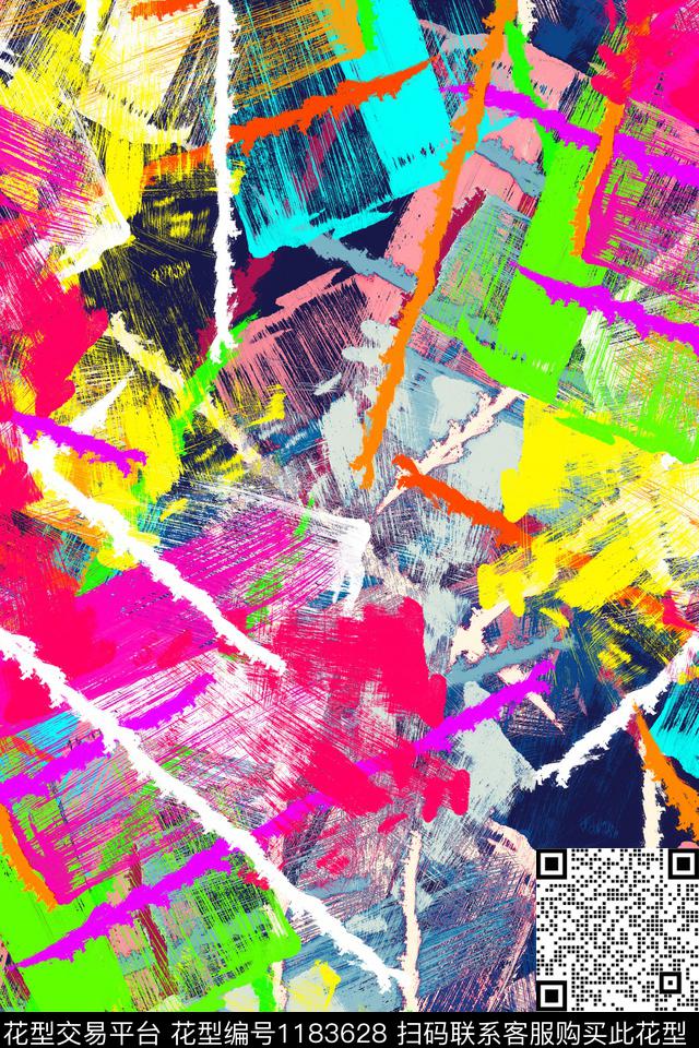 男装休闲抽象数码印花华亿平台下载（图片编号: 1183628） - 瓦栏（Walan）