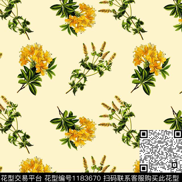 抽象花卉大牌风数码印花华亿平台下载（图片编号: 1183670） - 瓦栏（Walan）