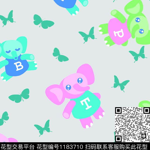 蝴蝶卡通童装传统印花华亿平台下载（图片编号: 1183710） - 瓦栏（Walan）