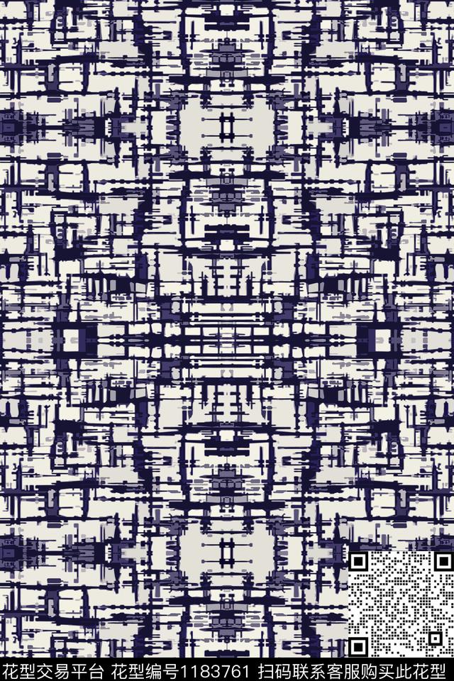 抽象扎染风格格子混搭数码印花华亿平台下载（图片编号: 1183761） - 瓦栏（Walan）