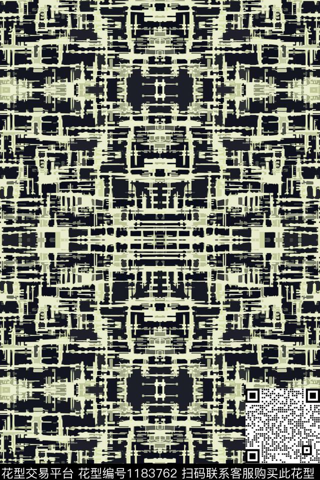 抽象扎染风格格子混搭数码印花华亿平台下载（图片编号: 1183762） - 瓦栏（Walan）