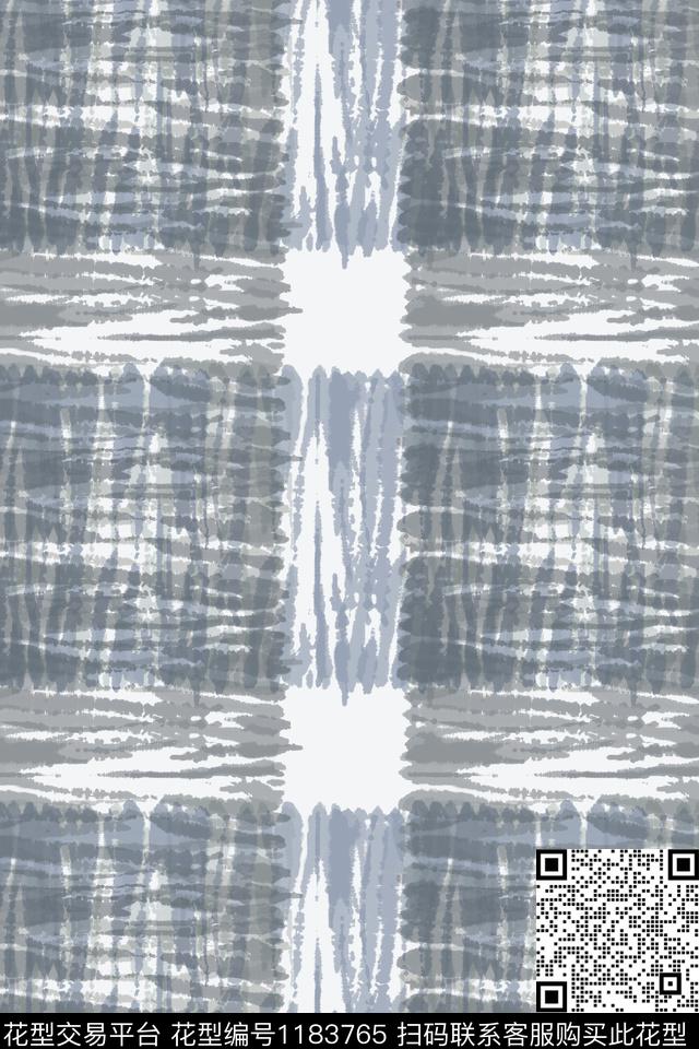 手绘线条笔触扎染风格格子混搭数码印花华亿平台下载（图片编号: 1183765） - 瓦栏（Walan）