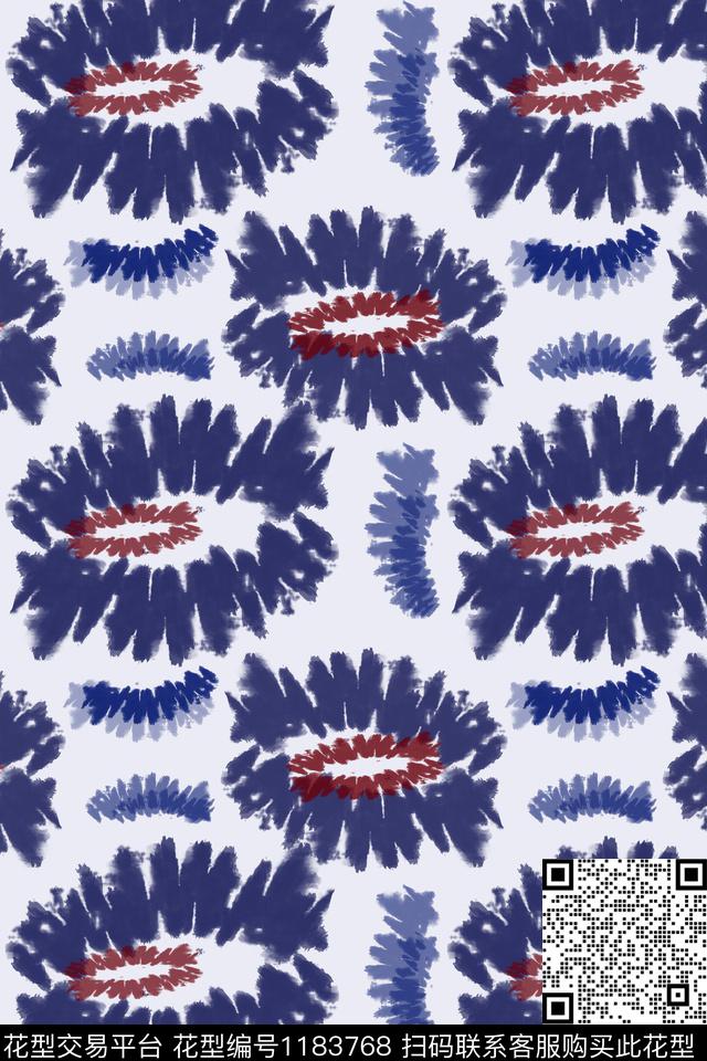 抽象抽象花卉扎染风格数码印花华亿平台下载（图片编号: 1183768） - 瓦栏（Walan）