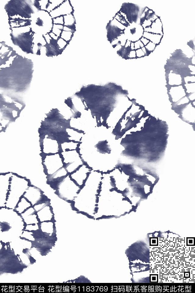 抽象花卉扎染风格抽象数码印花华亿平台下载（图片编号: 1183769） - 瓦栏（Walan）