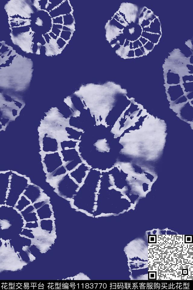 抽象花卉扎染风格抽象数码印花华亿平台下载（图片编号: 1183770） - 瓦栏（Walan）