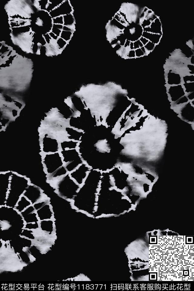 抽象花卉扎染风格抽象数码印花华亿平台下载（图片编号: 1183771） - 瓦栏（Walan）