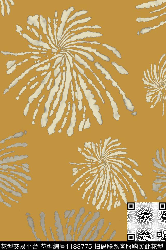 抽象花卉抽象扎染风格数码印花华亿平台下载（图片编号: 1183775） - 瓦栏（Walan）