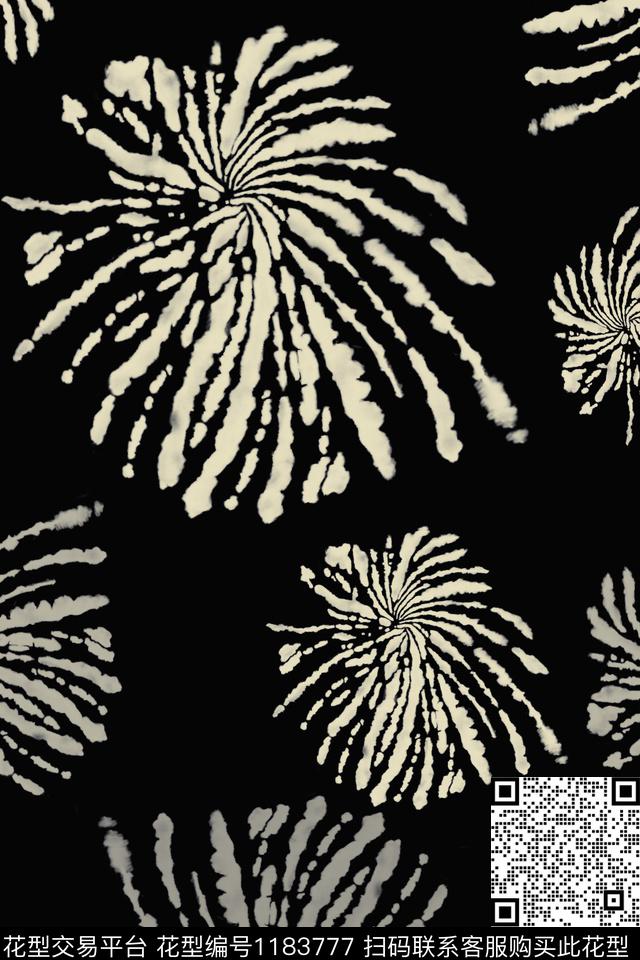 抽象花卉抽象扎染风格数码印花华亿平台下载（图片编号: 1183777） - 瓦栏（Walan）