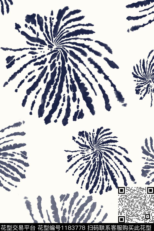 抽象花卉抽象扎染风格数码印花华亿平台下载（图片编号: 1183778） - 瓦栏（Walan）