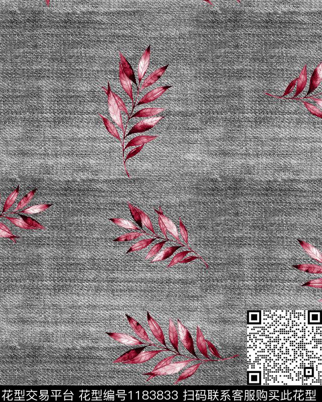 数码华亿平台棉麻绿植树叶数码印花华亿平台下载（图片编号: 1183833） - 瓦栏（Walan）