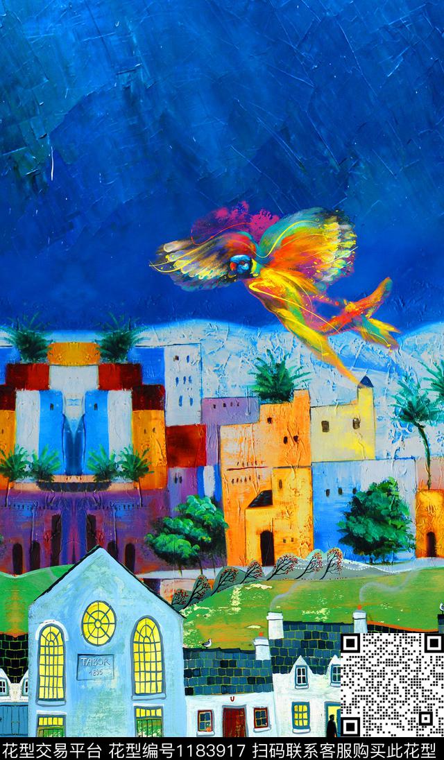 建筑风景景观油画华亿平台数码印花华亿平台下载（图片编号: 1183917） - 瓦栏（Walan）