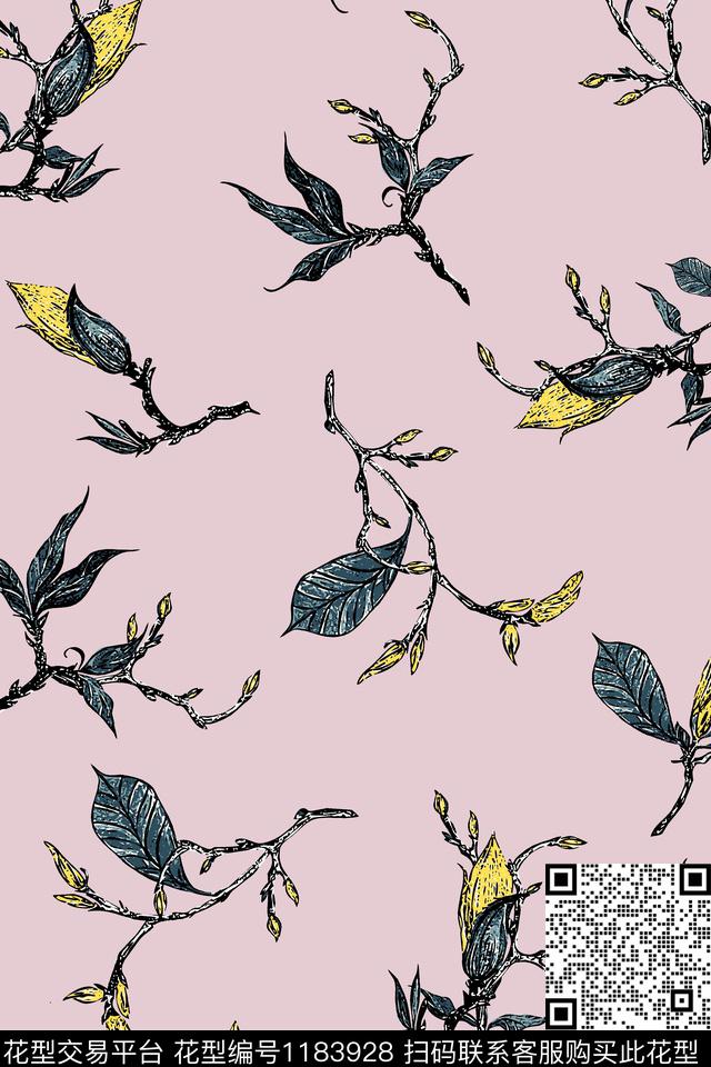 春夏华亿平台树枝大牌风传统印花华亿平台下载（图片编号: 1183928） - 瓦栏（Walan）