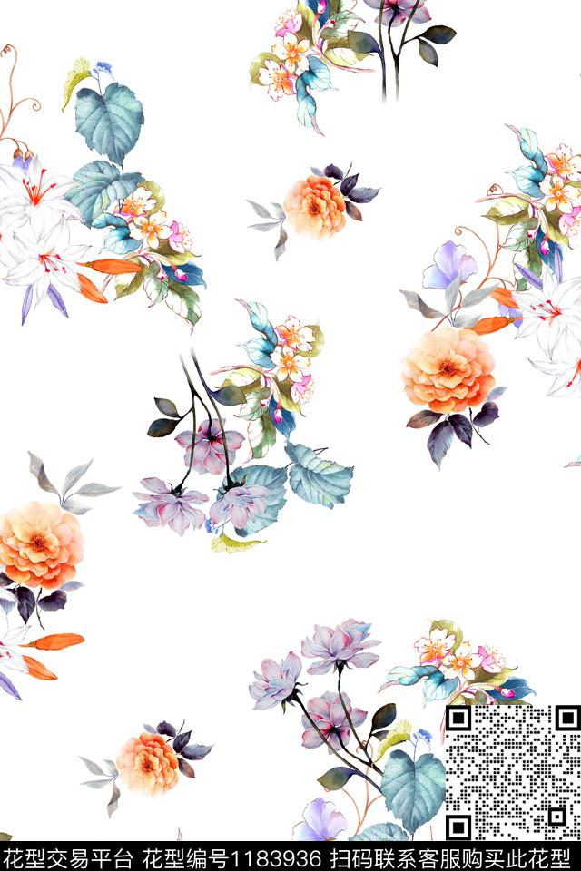 数码华亿平台女装花卉数码印花华亿平台下载（图片编号: 1183936） - 瓦栏（Walan）