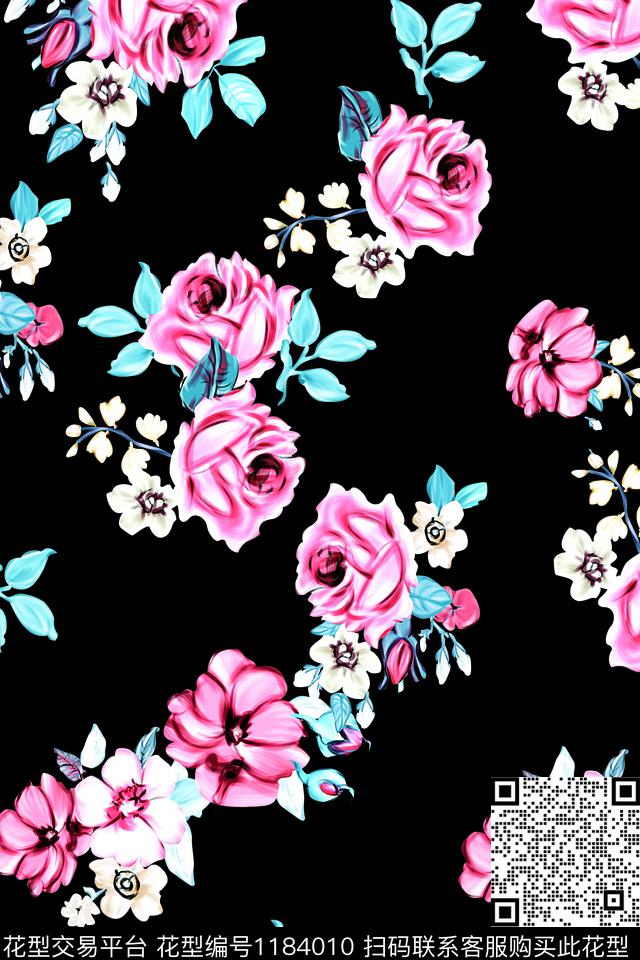 春夏华亿平台数码华亿平台水彩花卉数码印花华亿平台下载（图片编号: 1184010） - 瓦栏（Walan）