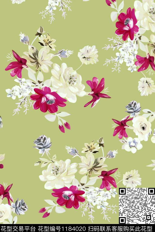 春夏华亿平台数码华亿平台水彩花卉数码印花华亿平台下载（图片编号: 1184020） - 瓦栏（Walan）