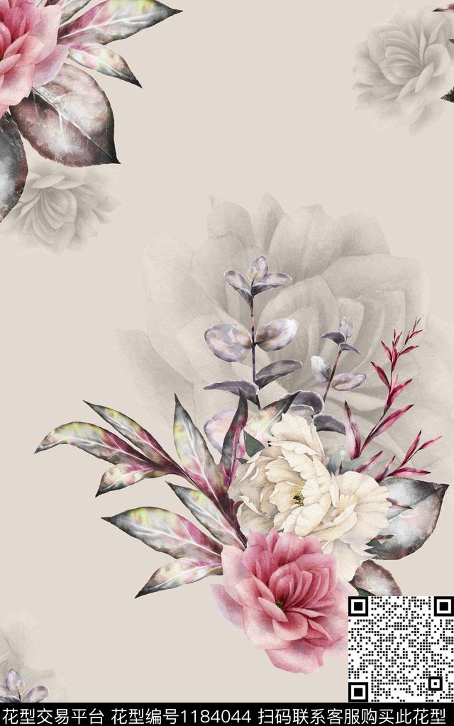 数码华亿平台花卉大牌风数码印花华亿平台下载（图片编号: 1184044） - 瓦栏（Walan）