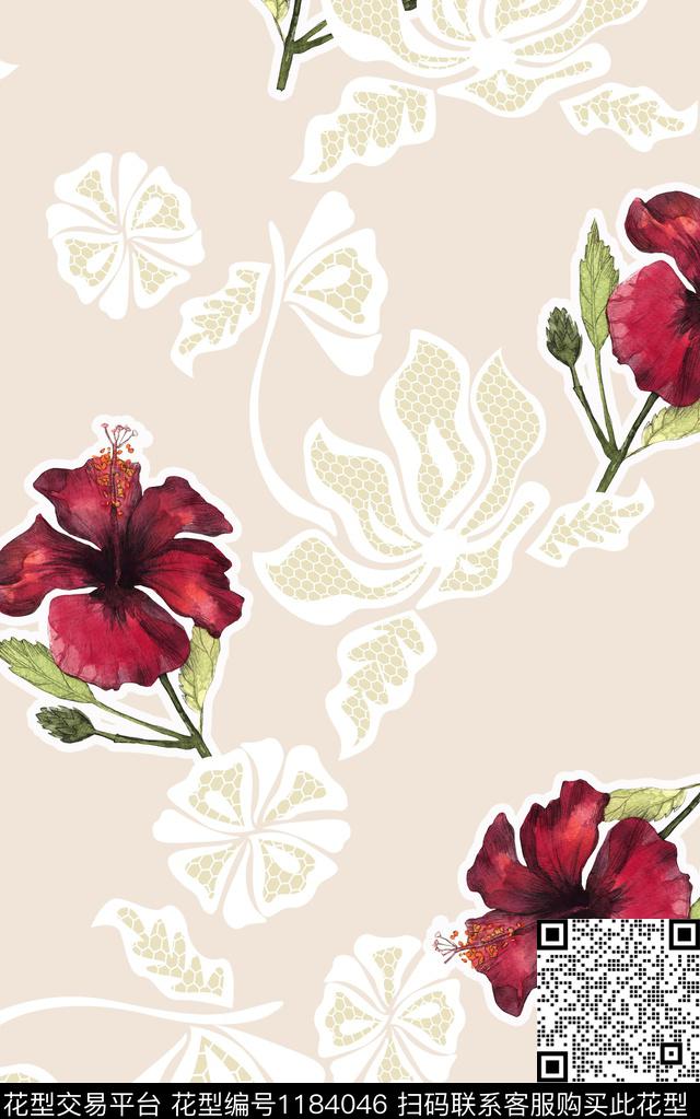 数码华亿平台几何花卉数码印花华亿平台下载（图片编号: 1184046） - 瓦栏（Walan）