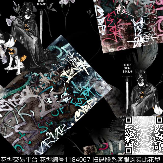 潮牌抽象大牌风数码印花华亿平台下载（图片编号: 1184067） - 瓦栏（Walan）