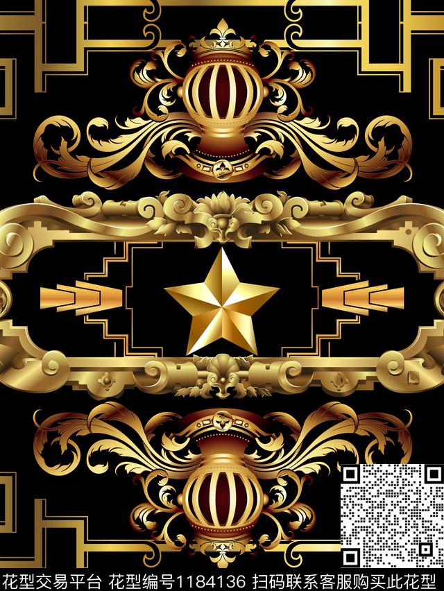 古典花纹潮牌宫廷风数码印花华亿平台下载（图片编号: 1184136） - 瓦栏（Walan）