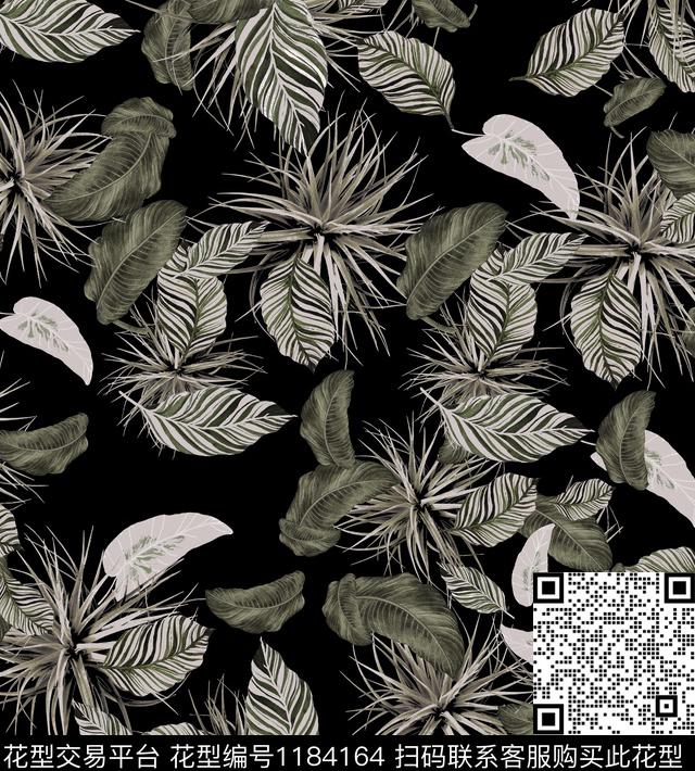 绿植树叶植物棕榈树传统印花华亿平台下载（图片编号: 1184164） - 瓦栏（Walan）