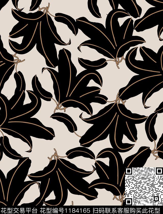 绿植树叶植物棕榈树传统印花华亿平台下载（图片编号: 1184165） - 瓦栏（Walan）