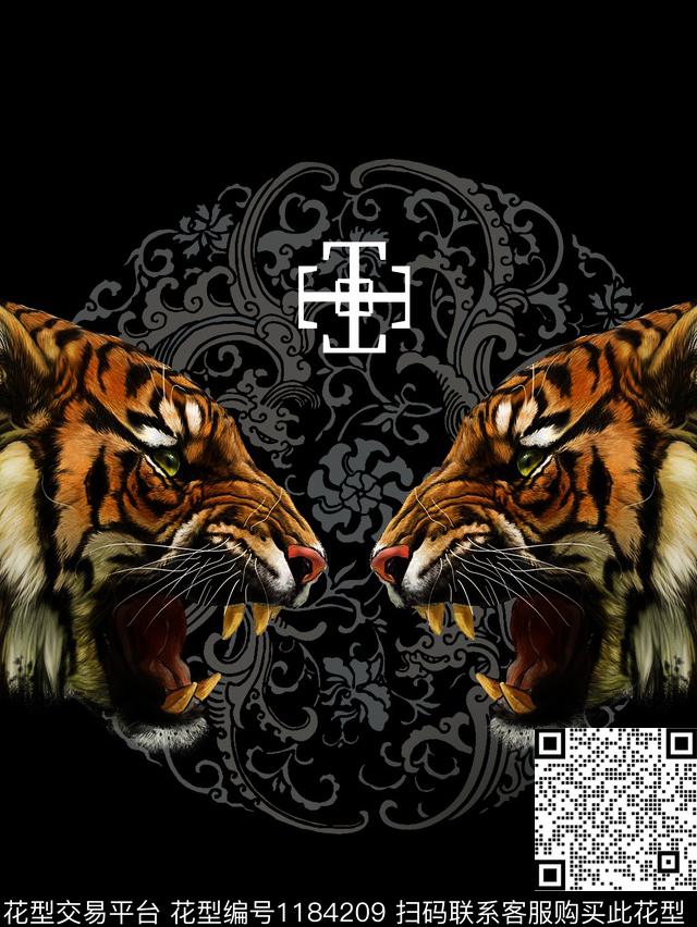 老虎男T黑白华亿平台数码印花华亿平台下载（图片编号: 1184209） - 瓦栏（Walan）