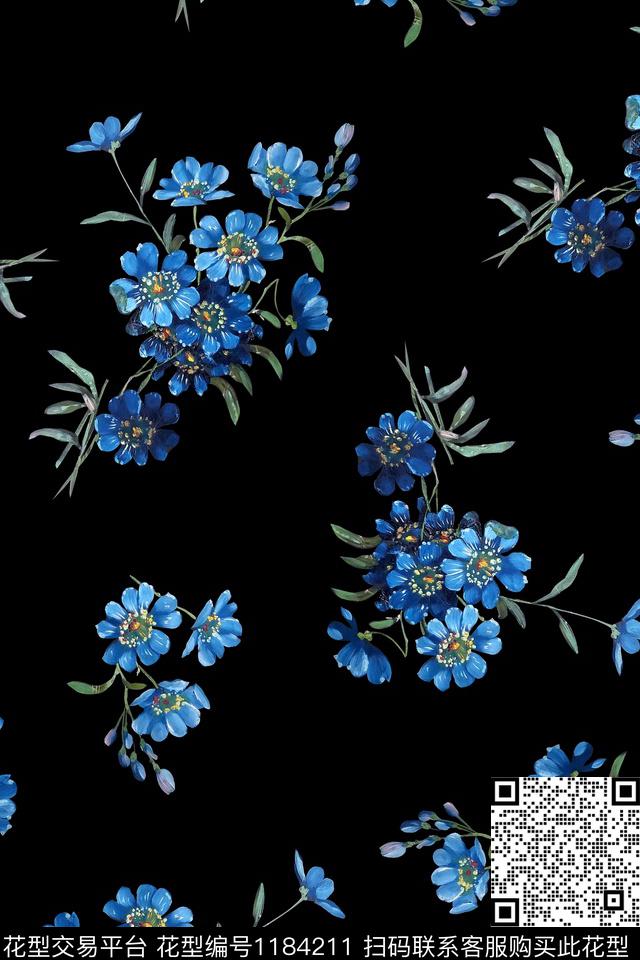 水彩小碎花绘画数码印花华亿平台下载（图片编号: 1184211） - 瓦栏（Walan）