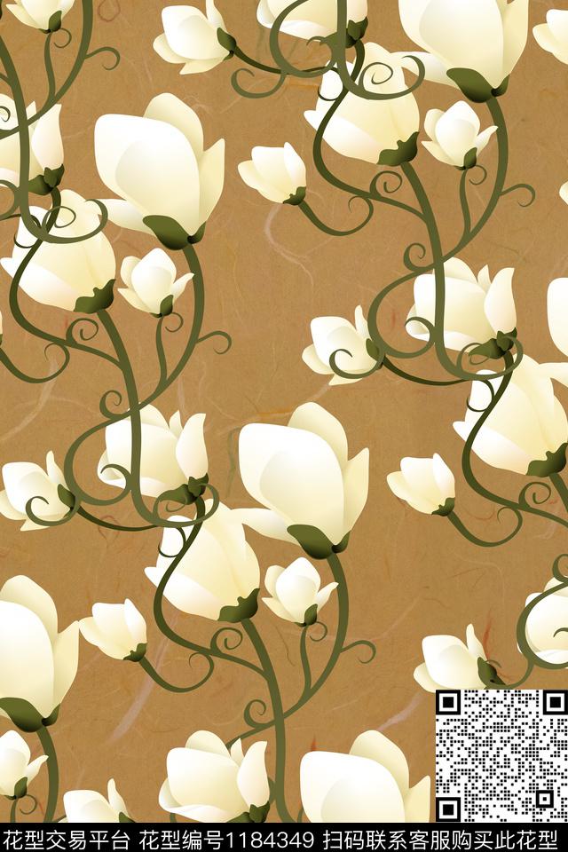 古典花纹花卉复古数码印花华亿平台下载（图片编号: 1184349） - 瓦栏（Walan）