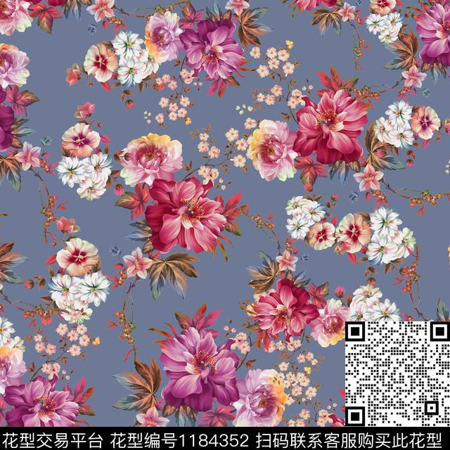 数码华亿平台花卉大牌风数码印花华亿平台下载（图片编号: 1184352） - 瓦栏（Walan）