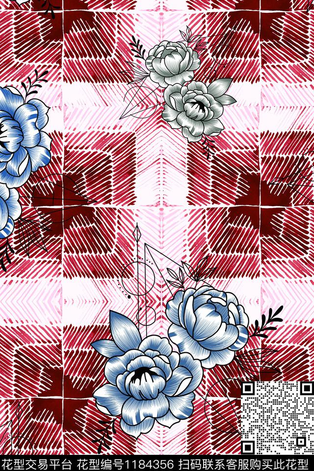 几何线条水墨风数码印花华亿平台下载（图片编号: 1184356） - 瓦栏（Walan）