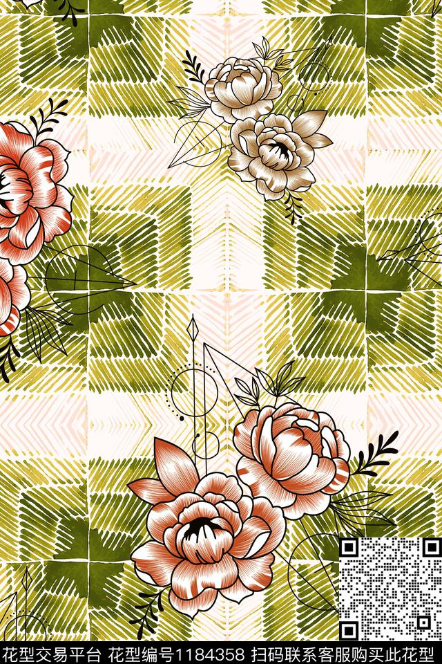 几何线条水墨风数码印花华亿平台下载（图片编号: 1184358） - 瓦栏（Walan）