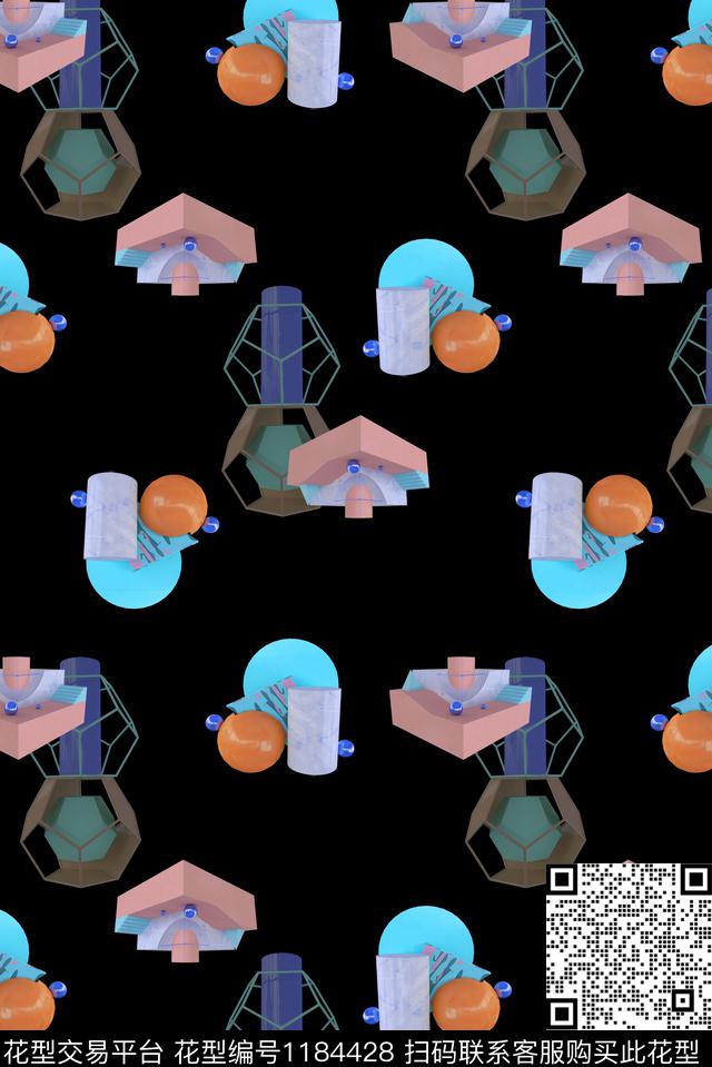 春夏华亿平台休闲几何数码印花华亿平台下载（图片编号: 1184428） - 瓦栏（Walan）