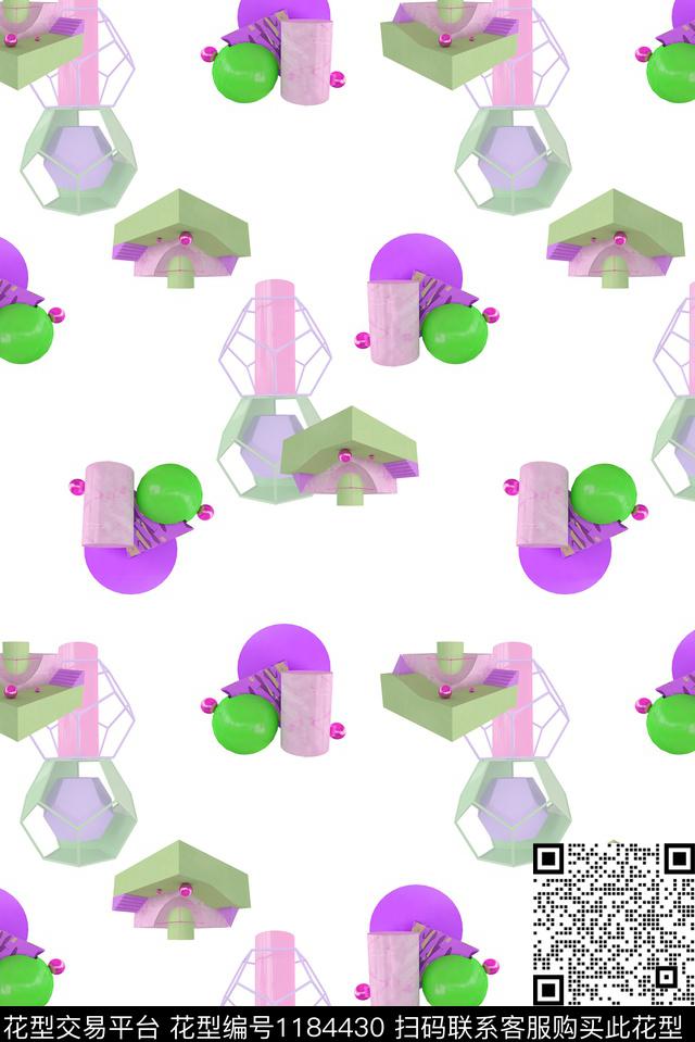 春夏华亿平台休闲几何数码印花华亿平台下载（图片编号: 1184430） - 瓦栏（Walan）