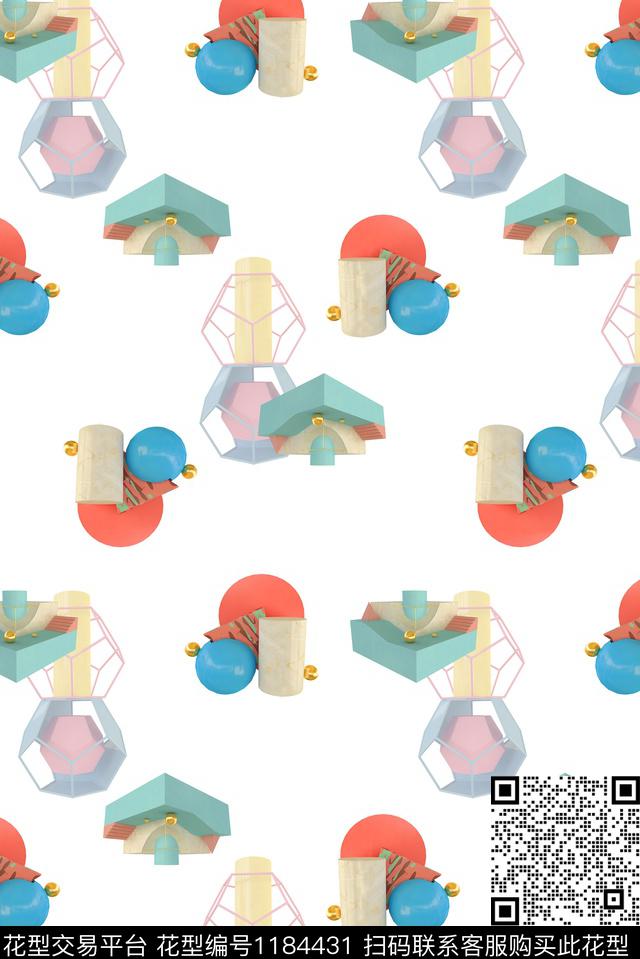 春夏华亿平台休闲几何数码印花华亿平台下载（图片编号: 1184431） - 瓦栏（Walan）