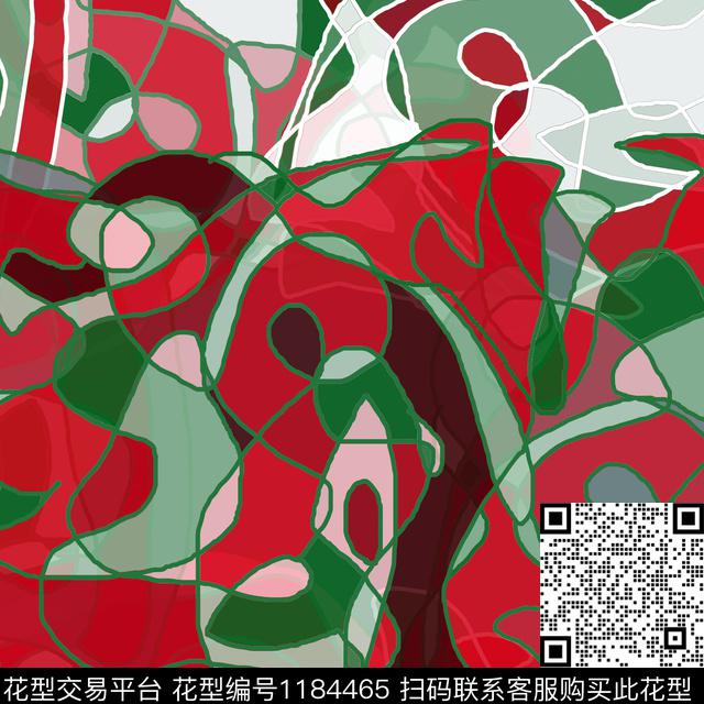 几何抽象线条数码印花华亿平台下载（图片编号: 1184465） - 瓦栏（Walan）