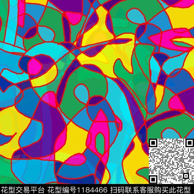 几何抽象线条数码印花华亿平台下载（图片编号: 1184466） - 瓦栏（Walan）